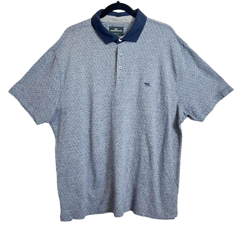 Rodd & Gunn Men's Cotton Polo Short Slv Sports Fit Shirt Size 3XL Dotted Navy.